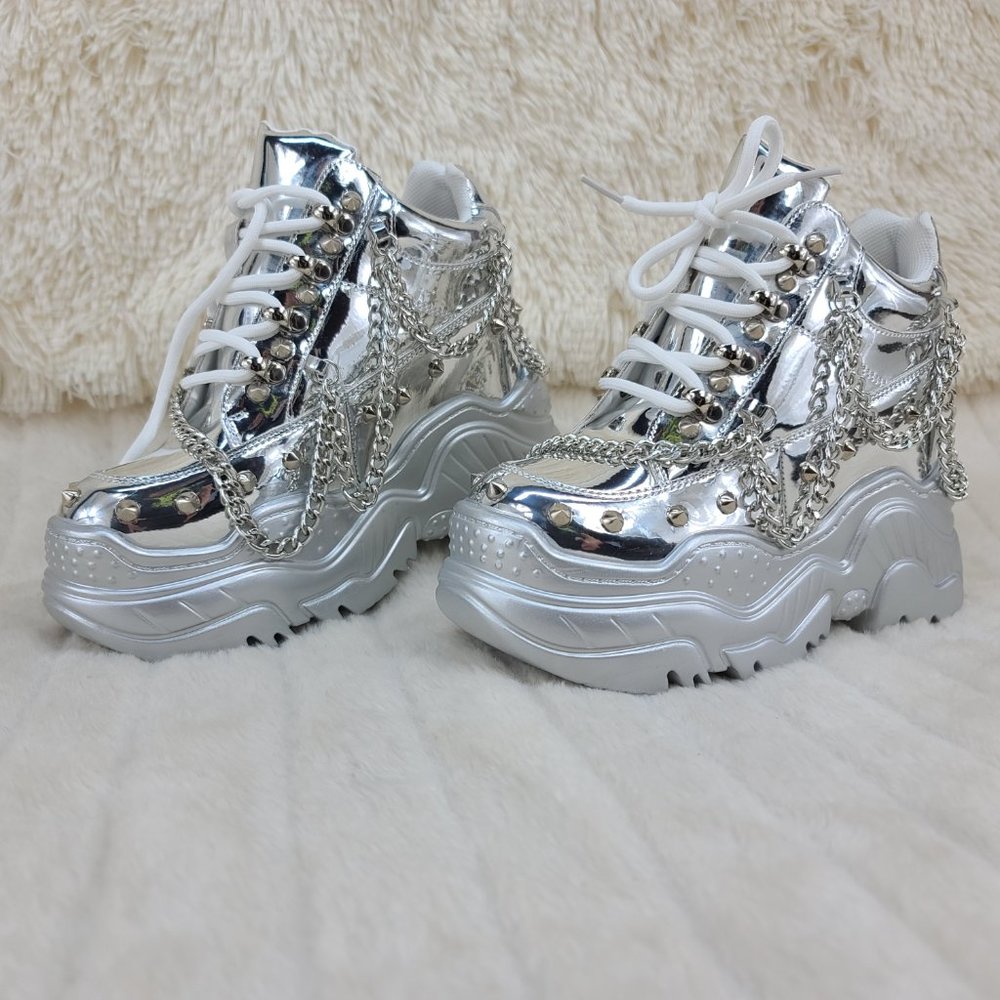 RESTOCKED ! Space Candy - Silver Sneaker Wedges